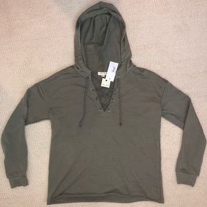 SOLD - Olive Green Lace Up Hoodie